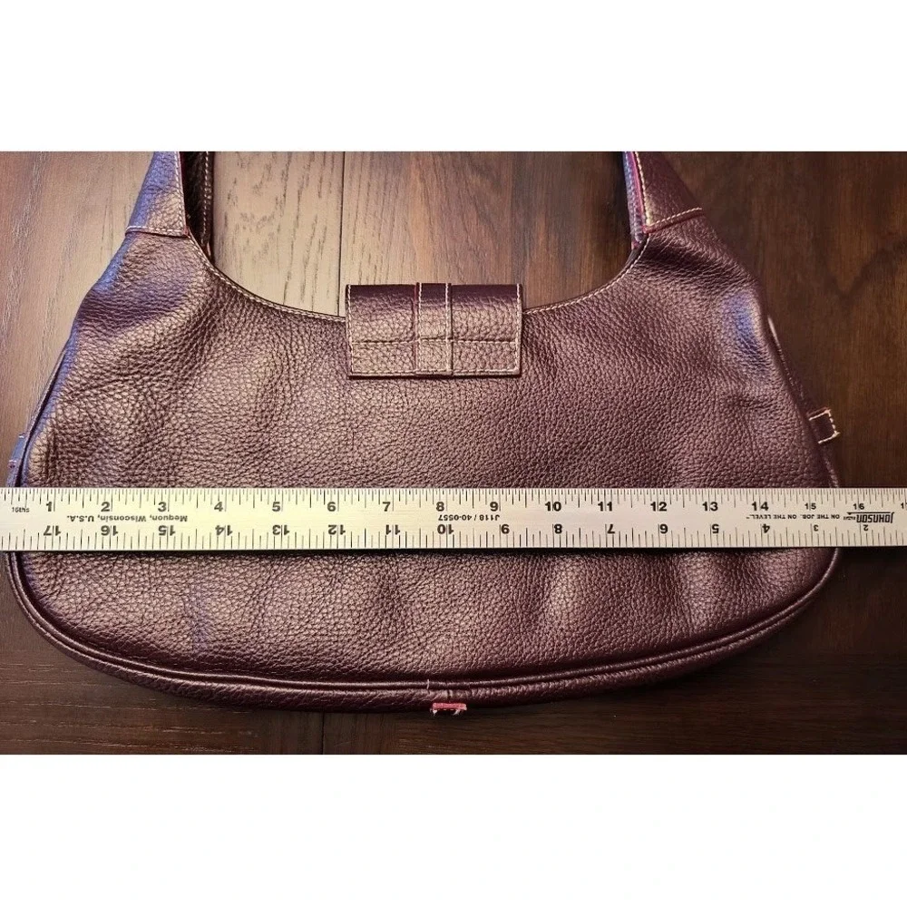 Guia's Oxblood Leather‎ Hobo Shoulder Bag Large Silver Hardware & Buckle Accents